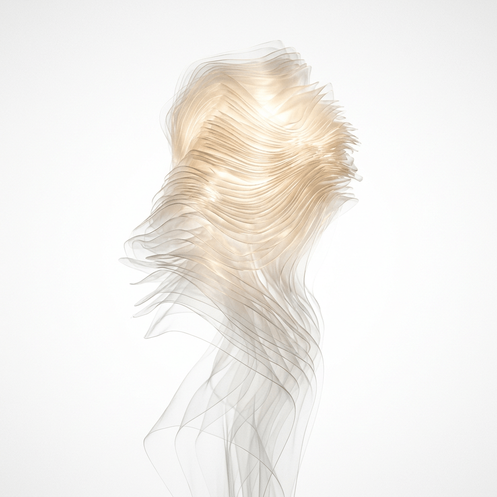 Translucent overlapping layers creating a soft flowing wave pattern